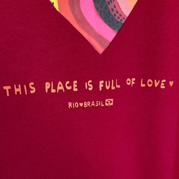 FARM Rio Warm Welcome Sweatdress Sweatshirt Dress Red Rainbow Heart Size M - Picture 11 of 16